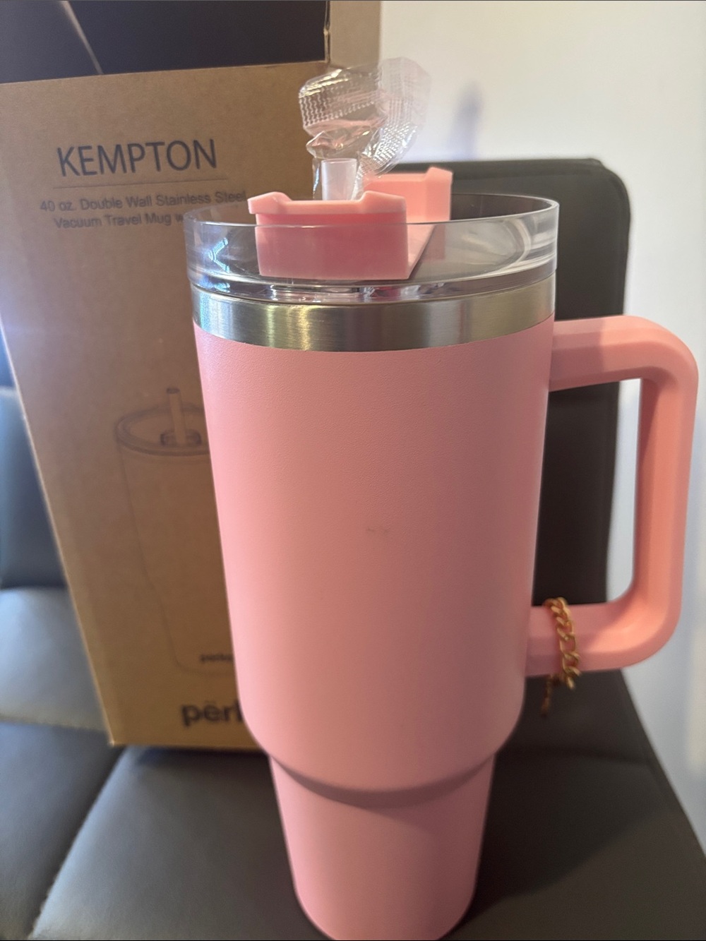 Kempton Pink Travel Mug with Handle